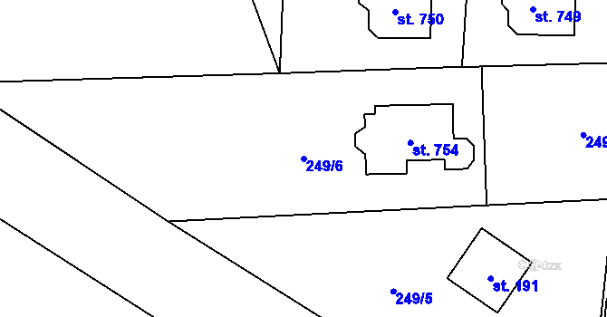 Parcela st. 249/6 v KÚ Statenice, Katastrální mapa