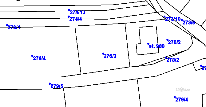 Parcela st. 276/3 v KÚ Statenice, Katastrální mapa