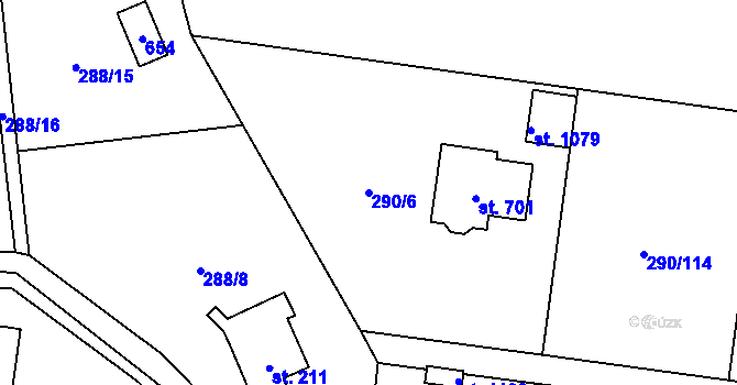 Parcela st. 290/6 v KÚ Statenice, Katastrální mapa