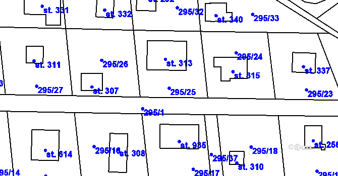 Parcela st. 295/25 v KÚ Statenice, Katastrální mapa