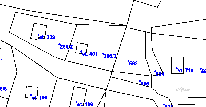 Parcela st. 296/3 v KÚ Statenice, Katastrální mapa