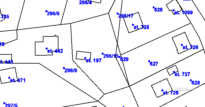 Parcela st. 296/15 v KÚ Statenice, Katastrální mapa