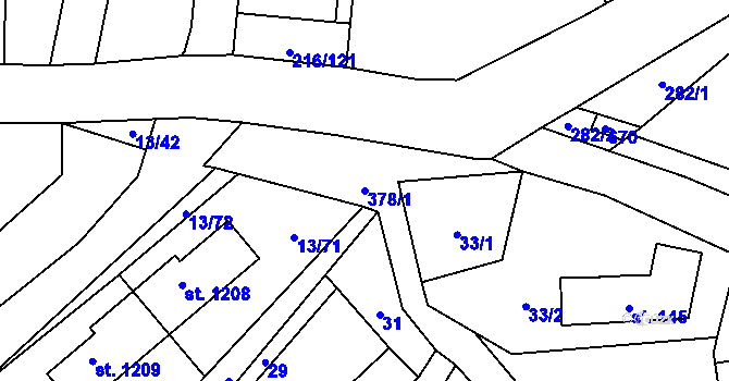 Parcela st. 378/1 v KÚ Statenice, Katastrální mapa
