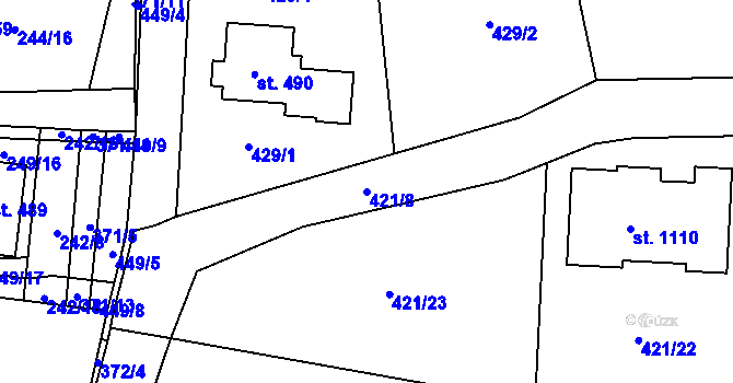 Parcela st. 421/8 v KÚ Statenice, Katastrální mapa
