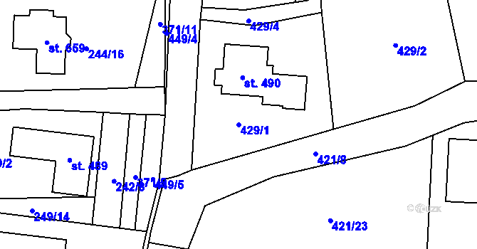 Parcela st. 429/1 v KÚ Statenice, Katastrální mapa
