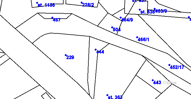 Parcela st. 444 v KÚ Statenice, Katastrální mapa
