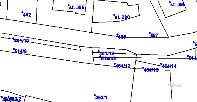 Parcela st. 461/12 v KÚ Statenice, Katastrální mapa