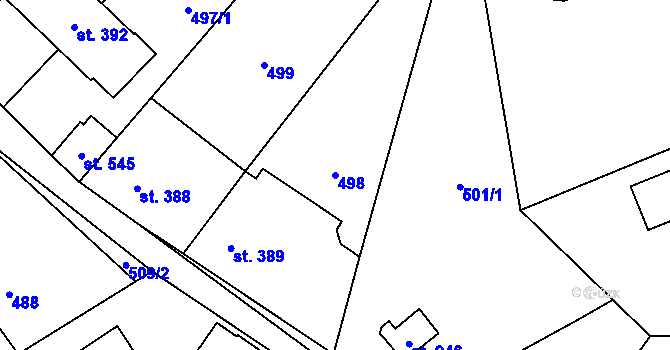 Parcela st. 498 v KÚ Statenice, Katastrální mapa