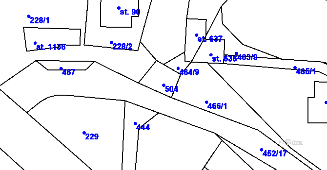 Parcela st. 504 v KÚ Statenice, Katastrální mapa