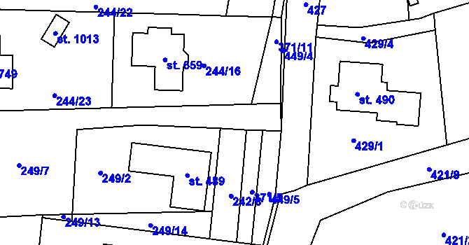 Parcela st. 242/14 v KÚ Statenice, Katastrální mapa