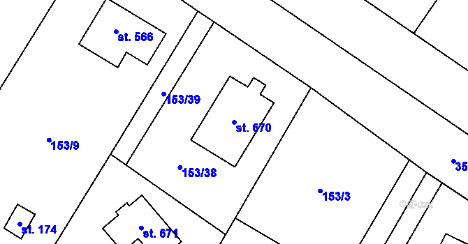 Parcela st. 670 v KÚ Statenice, Katastrální mapa