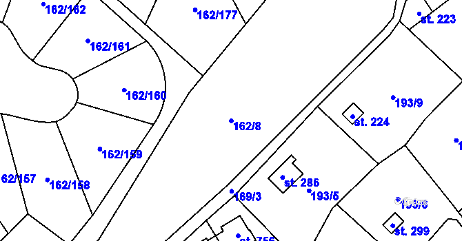 Parcela st. 162/8 v KÚ Statenice, Katastrální mapa