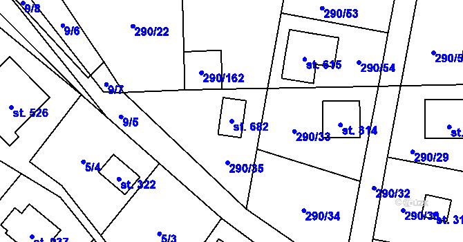 Parcela st. 682 v KÚ Statenice, Katastrální mapa
