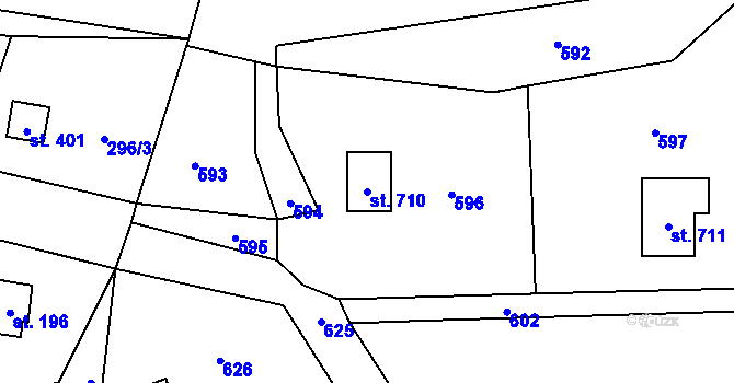 Parcela st. 710 v KÚ Statenice, Katastrální mapa