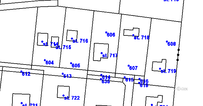 Parcela st. 717 v KÚ Statenice, Katastrální mapa