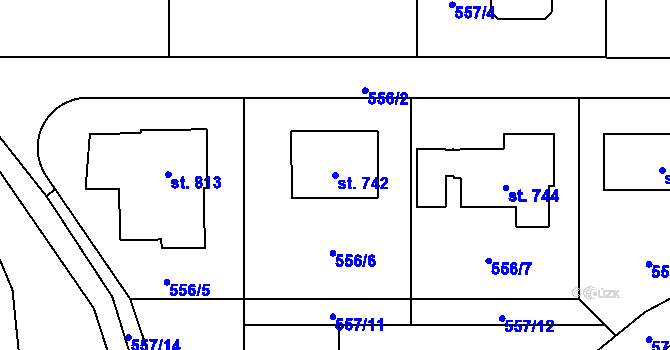 Parcela st. 742 v KÚ Statenice, Katastrální mapa
