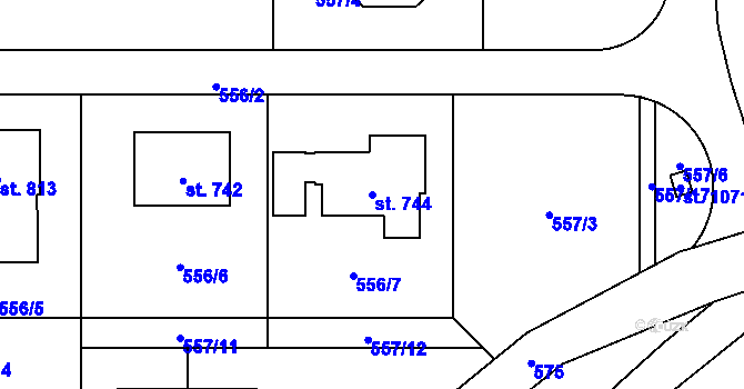Parcela st. 744 v KÚ Statenice, Katastrální mapa