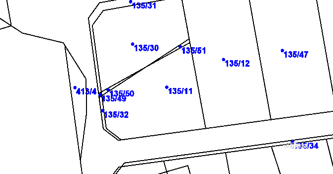 Parcela st. 135/11 v KÚ Statenice, Katastrální mapa