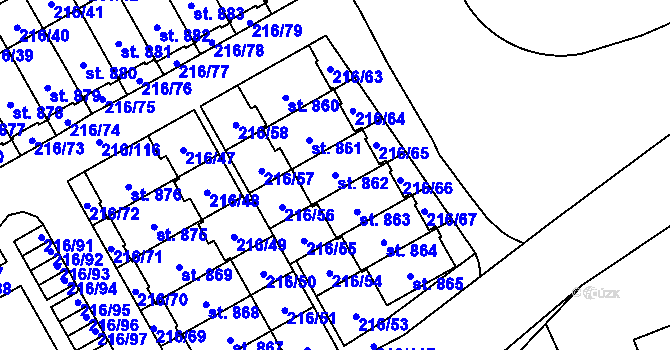 Parcela st. 862 v KÚ Statenice, Katastrální mapa