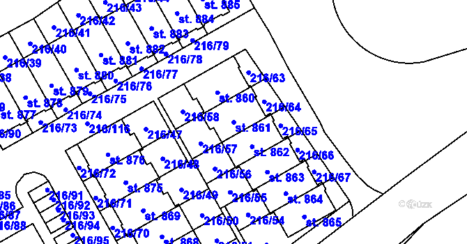 Parcela st. 861 v KÚ Statenice, Katastrální mapa