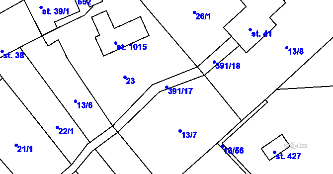 Parcela st. 391/17 v KÚ Statenice, Katastrální mapa
