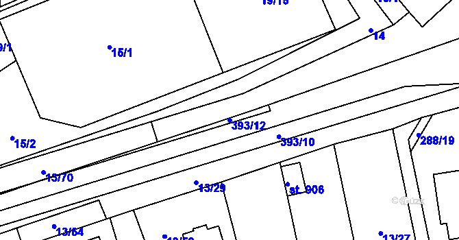 Parcela st. 393/12 v KÚ Statenice, Katastrální mapa