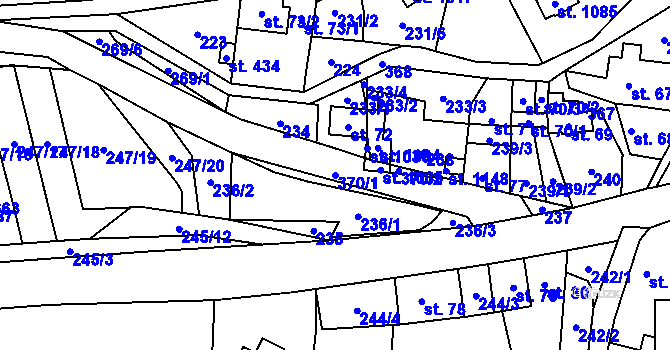 Parcela st. 370/1 v KÚ Statenice, Katastrální mapa