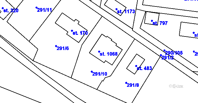 Parcela st. 1068 v KÚ Statenice, Katastrální mapa