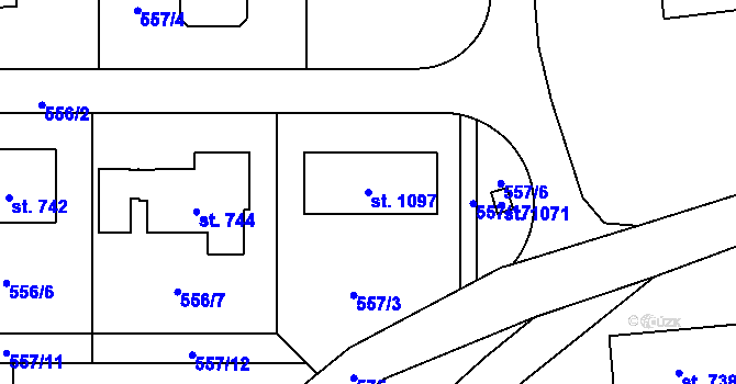 Parcela st. 1097 v KÚ Statenice, Katastrální mapa