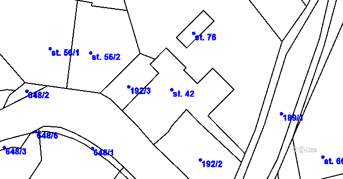 Parcela st. 42 v KÚ Stavenice, Katastrální mapa
