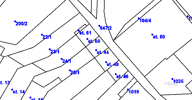 Parcela st. 44 v KÚ Stavenice, Katastrální mapa
