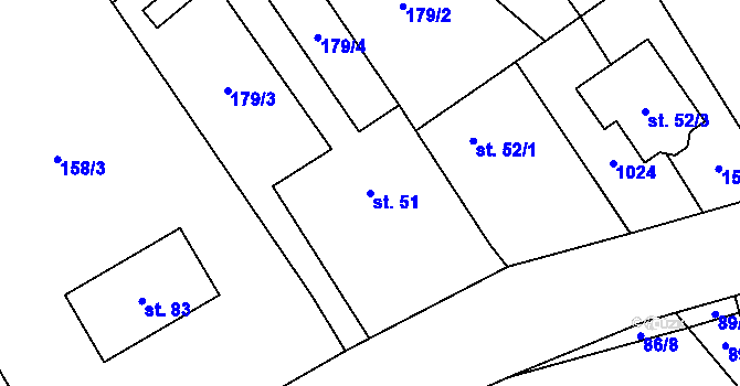 Parcela st. 51 v KÚ Stavenice, Katastrální mapa