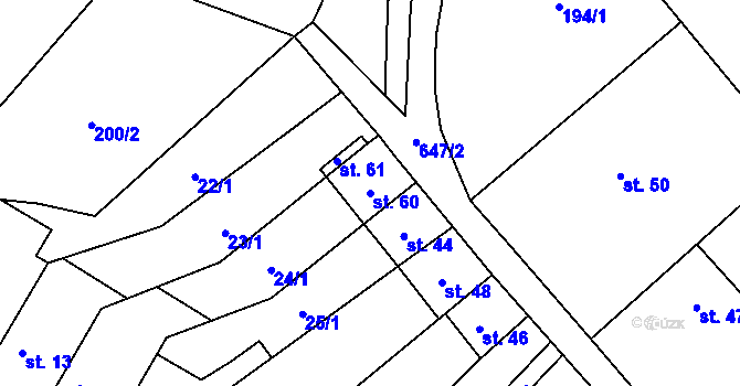 Parcela st. 60 v KÚ Stavenice, Katastrální mapa