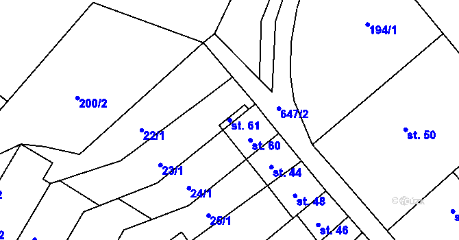 Parcela st. 61 v KÚ Stavenice, Katastrální mapa