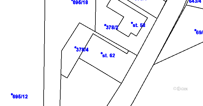 Parcela st. 62 v KÚ Stavenice, Katastrální mapa