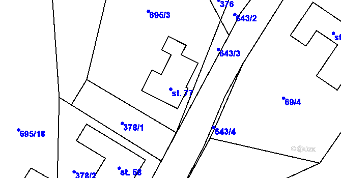 Parcela st. 77 v KÚ Stavenice, Katastrální mapa