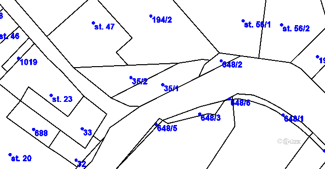 Parcela st. 35/1 v KÚ Stavenice, Katastrální mapa