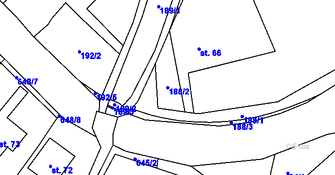 Parcela st. 188/2 v KÚ Stavenice, Katastrální mapa