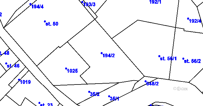 Parcela st. 194/2 v KÚ Stavenice, Katastrální mapa