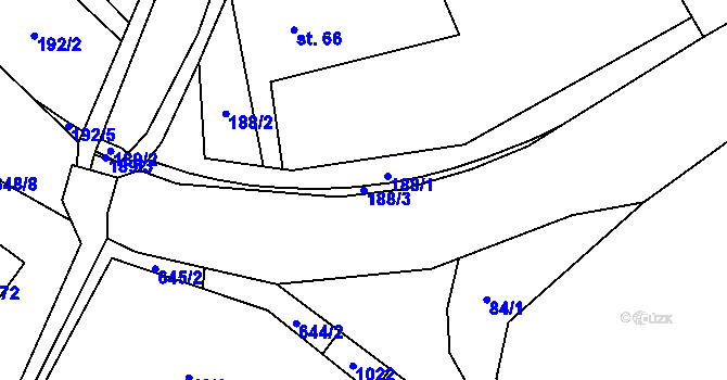 Parcela st. 188/3 v KÚ Stavenice, Katastrální mapa