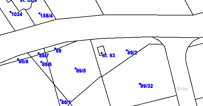 Parcela st. 93 v KÚ Stavenice, Katastrální mapa