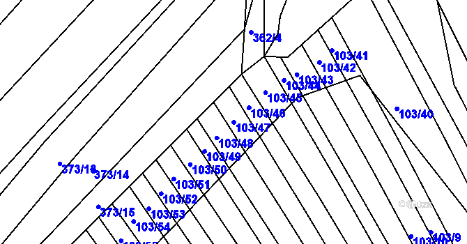 Parcela st. 103/47 v KÚ Stavěšice, Katastrální mapa
