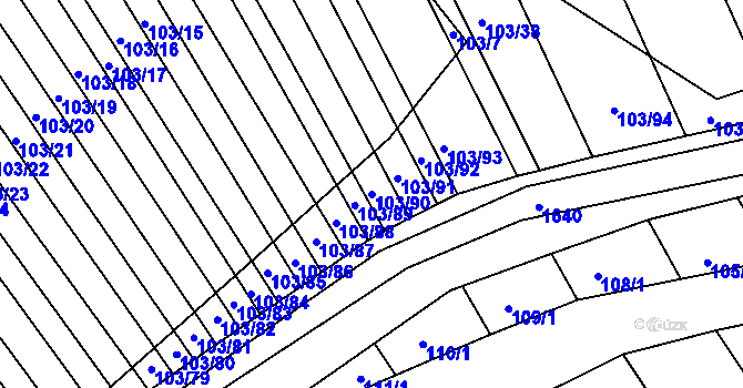 Parcela st. 103/90 v KÚ Stavěšice, Katastrální mapa