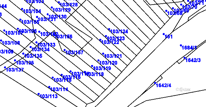 Parcela st. 103/121 v KÚ Stavěšice, Katastrální mapa