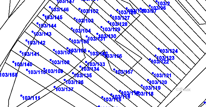 Parcela st. 103/156 v KÚ Stavěšice, Katastrální mapa