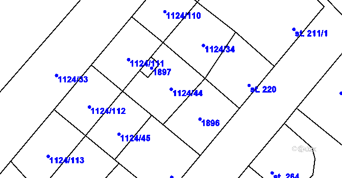 Parcela st. 1124/44 v KÚ Stavěšice, Katastrální mapa