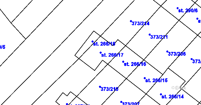 Parcela st. 266/17 v KÚ Stavěšice, Katastrální mapa