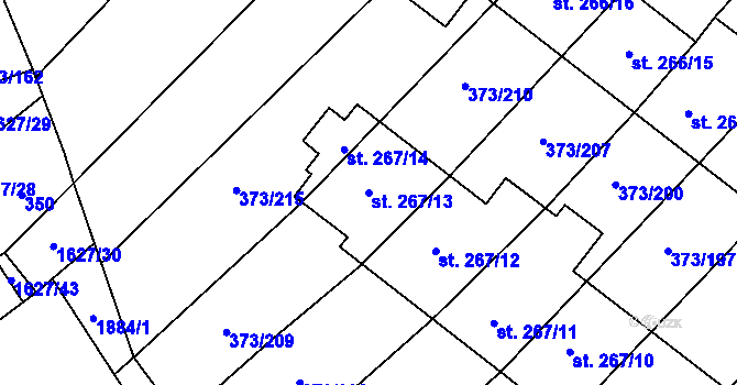 Parcela st. 267/13 v KÚ Stavěšice, Katastrální mapa