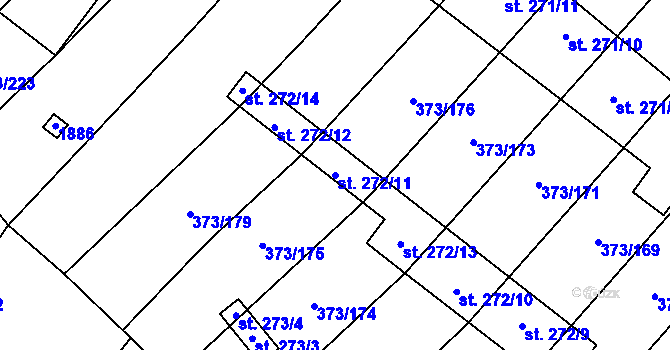 Parcela st. 272/11 v KÚ Stavěšice, Katastrální mapa