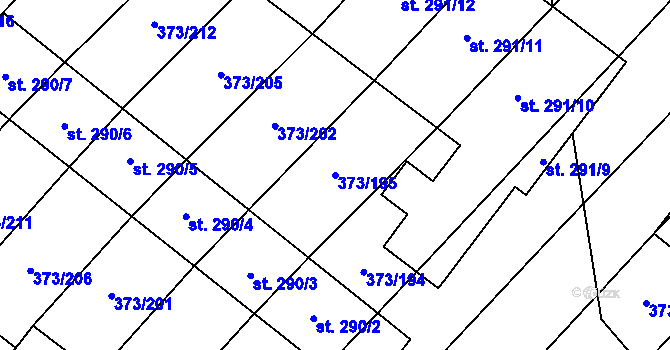 Parcela st. 373/195 v KÚ Stavěšice, Katastrální mapa